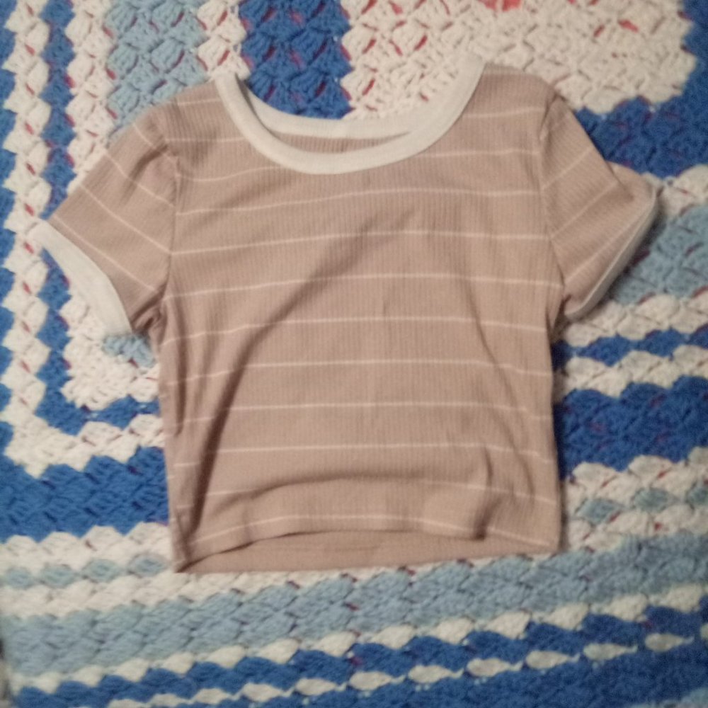 Pink Striped Crop Top